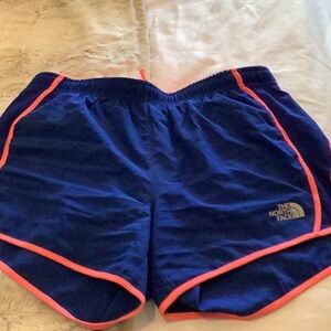The North Face Kids' Navy Shorts with Neon Pink Trim